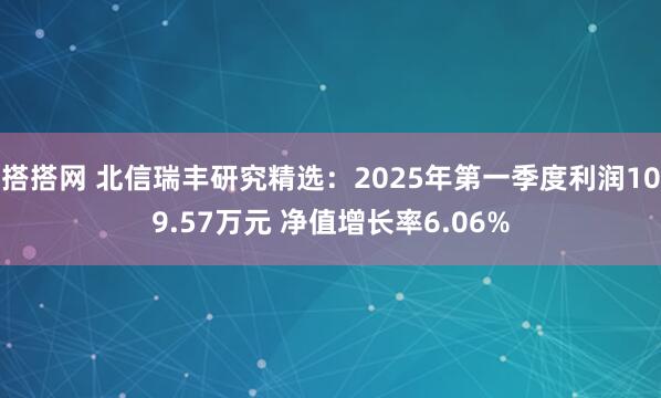 搭搭网 北信瑞丰研究精选：2025年第一季度利润109.57万元 净值增长率6.06%